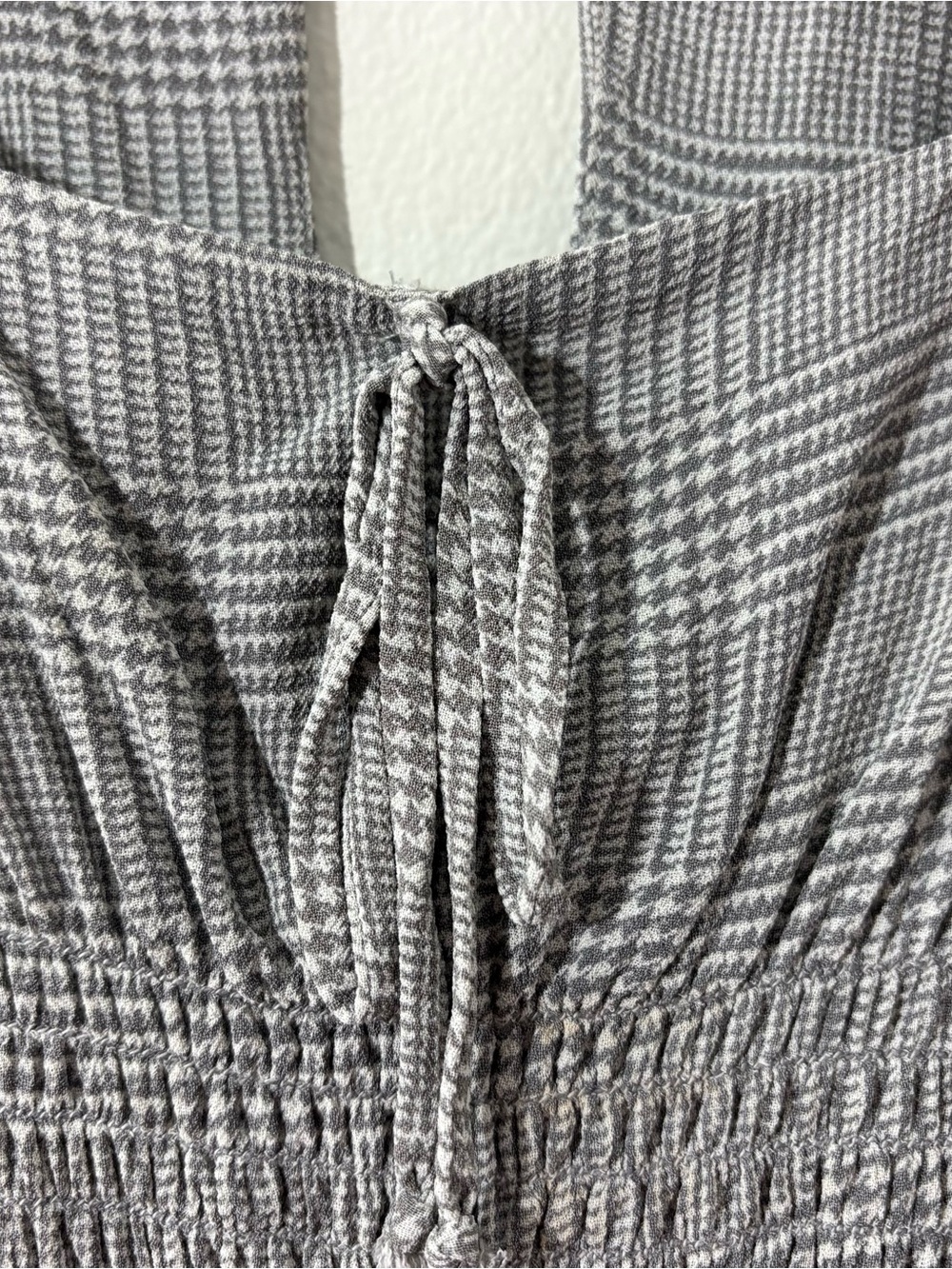 Reformation “Wilder” grey/white tartan square-neck mini dress (size 8) - Picture 5 of 7